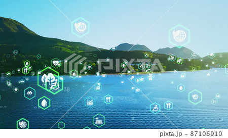自然環境とテクノロジー　サステナブル　SDGs 87106910