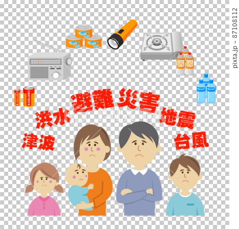 擔心防災的家庭的插圖圖像 87108112