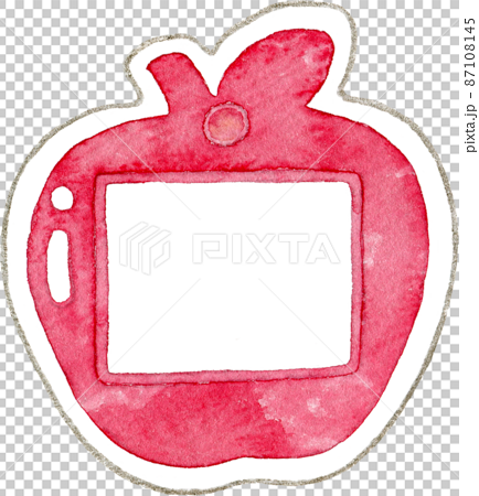 リンゴの形の名札のイラスト(赤) 87108145