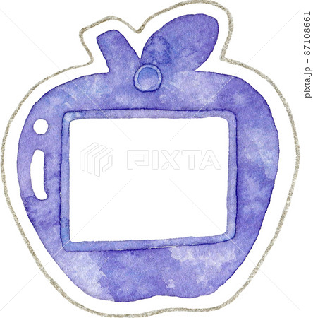 リンゴの形の名札のイラスト(紫) 87108661