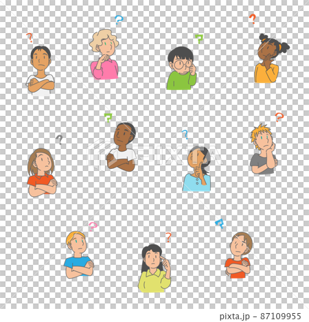 Multi-ethnic children thinking 87109955