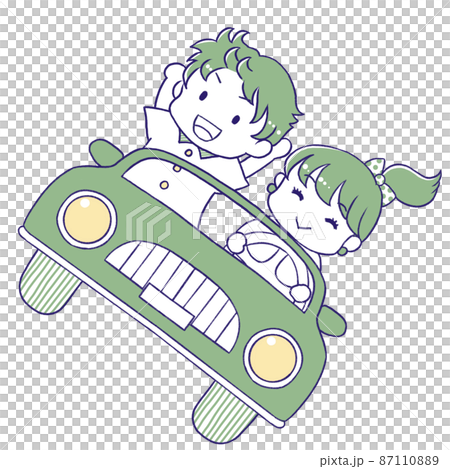 楽しくドライブデートするカップル 87110889