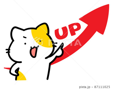 成績アップを目指すかわいいねこの手書き風イラスト 成績アップを目指すかわいいねこの手書き風イラスト 87111025