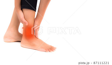 Pain in the foot of the elderly.Symptoms of peripheral neuropathy..Most symptoms are numbness in the fingertips and foot isolate on white background with clipping path. Pain in the foot of the elderly.Symptoms of peripheral neuropathy..Most symptoms are numbness in the fingertips and foot isolate on white background with clipping path. 87111221