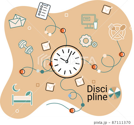 Discipline concept icon. Time management. Working day idea, time for work, hobby and study 87111370