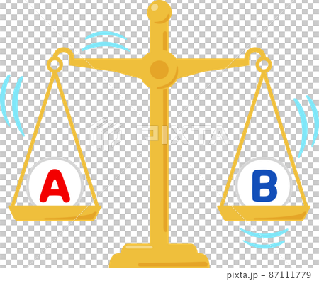 左右のバランスが取れている天秤 87111779