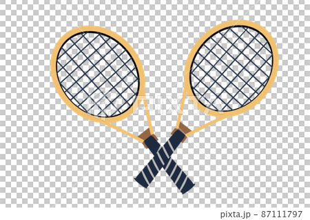 交差するテニスラケット イラスト シンプル 背景透過のイラスト素材