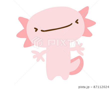 かわいい笑顔のウーパールーパー 手描きイラスト素材のイラスト素材