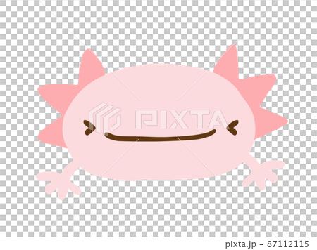 かわいい笑顔のウーパールーパー/手描きイラスト素材 かわいい笑顔のウーパールーパー/手描きイラスト素材 87112115