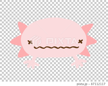 Cute troubled face axolotl / hand-drawn illustration material 87112117