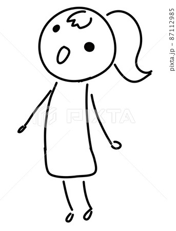 【黒線】手抜き手書き女性人物イラスト【上を向く】 【黒線】手抜き手書き女性人物イラスト【上を向く】 87112985