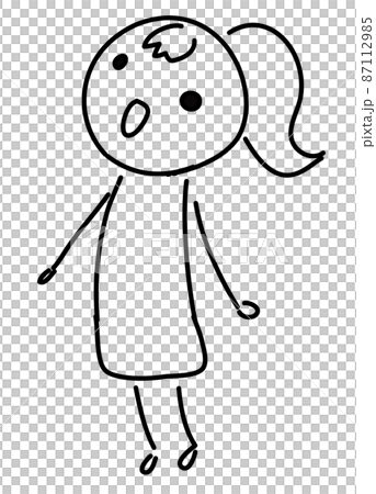 【黒線】手抜き手書き女性人物イラスト【上を向く】 【黒線】手抜き手書き女性人物イラスト【上を向く】 87112985