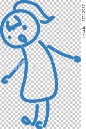 【青線】手抜き手書き女性人物イラスト【お辞儀2】 87112987
