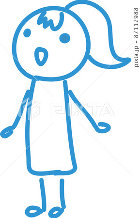 【青線】手抜き手書き女性人物イラスト【ボーッと立ってる】 87112988
