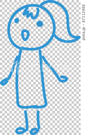 【青線】手抜き手書き女性人物イラスト【ボーッと立ってる】 87112988