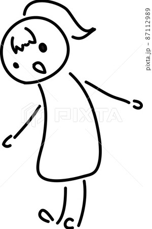 【黒線】手抜き手書き女性人物イラスト【お辞儀2】 【黒線】手抜き手書き女性人物イラスト【お辞儀2】 87112989