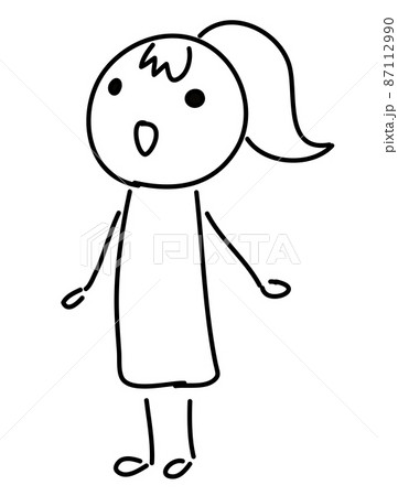 【黒線】手抜き手書き女性人物イラスト【ボーッと立ってる】 【黒線】手抜き手書き女性人物イラスト【ボーッと立ってる】 87112990