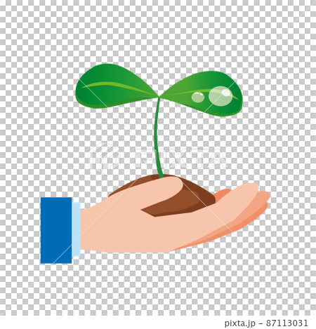 Illustration of young leaves lifted by hand Illustration of young leaves lifted by hand 87113031