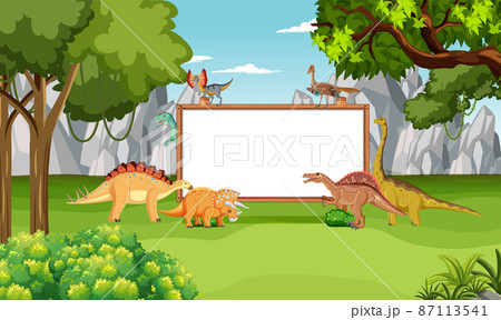 Dinosaur in prehistoric forest scene 87113541