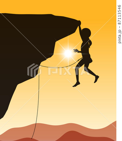 Flat silhouette rock climbing in nature background Flat silhouette rock climbing in nature background 87113546
