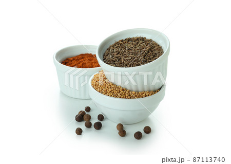 Different aromatic spices isolated on white background Different aromatic spices isolated on white background 87113740