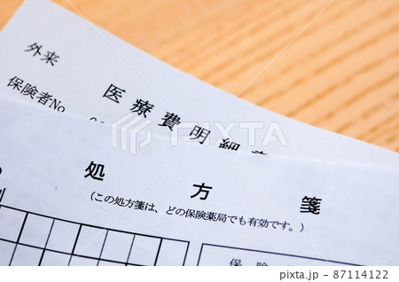 医療費明細書のクローズアップイメージ 87114122