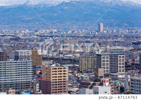 赤城山と前橋・高崎の都市部【群馬県高崎市】 赤城山と前橋・高崎の都市部【群馬県高崎市】 87114763