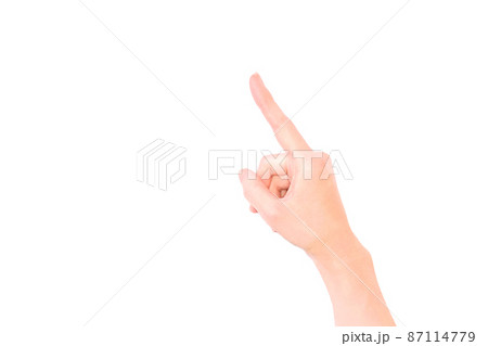 指さしのシンプルなイメージの合成用素材ハンドサイン 87114779