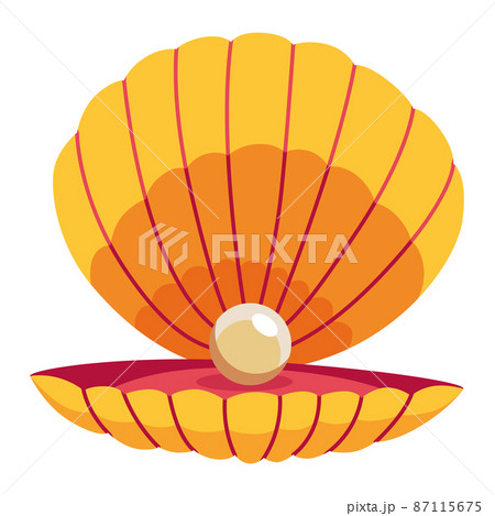 Pearl In Seashell Open Seashell Scallop And のイラスト素材