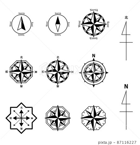 地図の方位マーク レトロなウインドローズ 模様 文字あり 背景なし 透過 ベクターイラスト バリエー 地図の方位マーク レトロなウインドローズ 模様 文字あり 背景なし 透過 ベクターイラスト バリエー 87116227