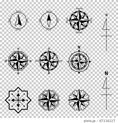 地図の方位マーク レトロなウインドローズ 模様 文字あり 背景なし 透過 ベクターイラスト バリエー 地図の方位マーク レトロなウインドローズ 模様 文字あり 背景なし 透過 ベクターイラスト バリエー 87116227