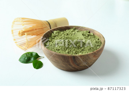 Concept of japanese tea with matcha on white background 87117323