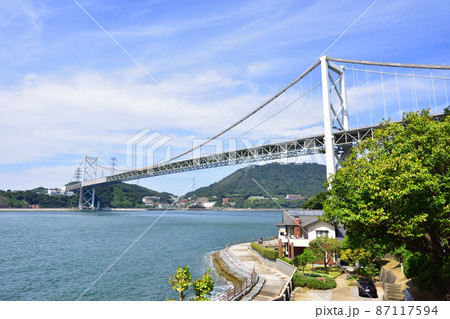 関門橋、門司港付近と下関付近と関門海峡の風景 関門橋、門司港付近と下関付近と関門海峡の風景 87117594