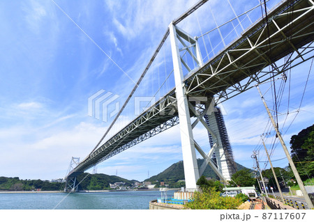 関門橋、門司港付近と下関付近と関門海峡の風景 関門橋、門司港付近と下関付近と関門海峡の風景 87117607