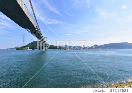 関門橋、門司港付近と下関付近と関門海峡の風景 関門橋、門司港付近と下関付近と関門海峡の風景 87117621