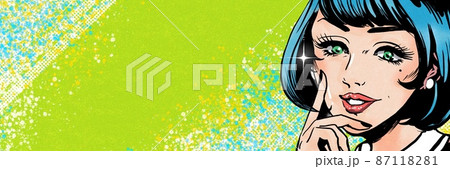 60年代アメコミ青い髪の美女が視線を向けるイラスト 60年代アメコミ青い髪の美女が視線を向けるイラスト 87118281