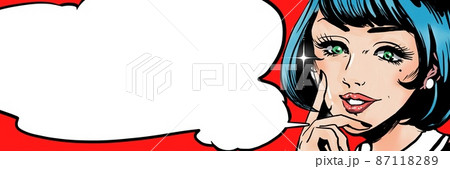 60年代アメコミ青い髪の美女が視線を向けるイラスト 60年代アメコミ青い髪の美女が視線を向けるイラスト 87118289