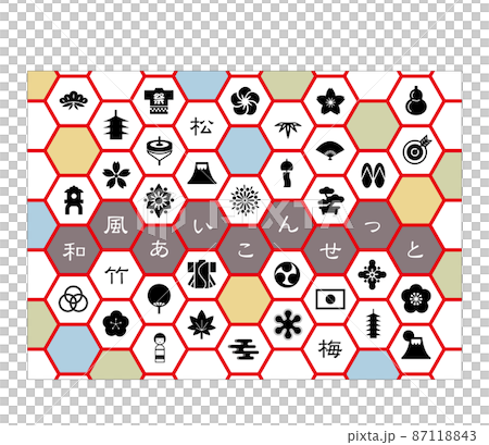 Japanese style icon set Japanese style icon set 87118843