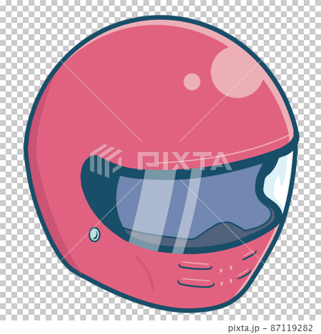 バイクのフルフェイスヘルメットのイラスト【赤色・横向き】 87119282