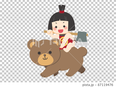 金太郎騎著熊兒童節的插圖/沒有畫線 金太郎騎著熊兒童節的插圖/沒有畫線 87119476