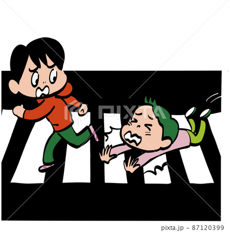 横断歩道で転ぶ子供 横断歩道で転ぶ子供 87120399