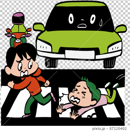 A child falling on a pedestrian crossing A child falling on a pedestrian crossing 87120402