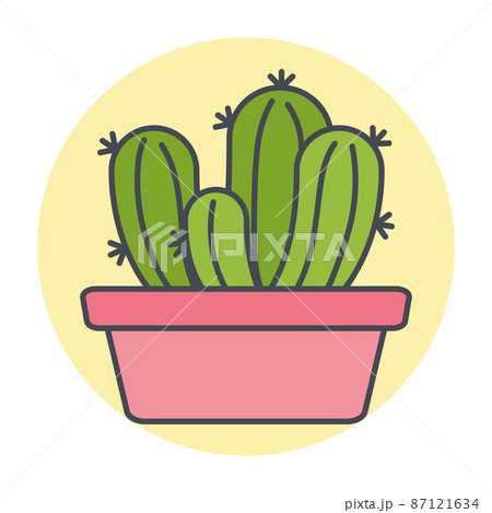 Isolated green cactus on a colored circle frame Vector 87121634