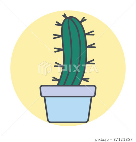 Isolated green cactus on a colored circle frame Vector 87121857