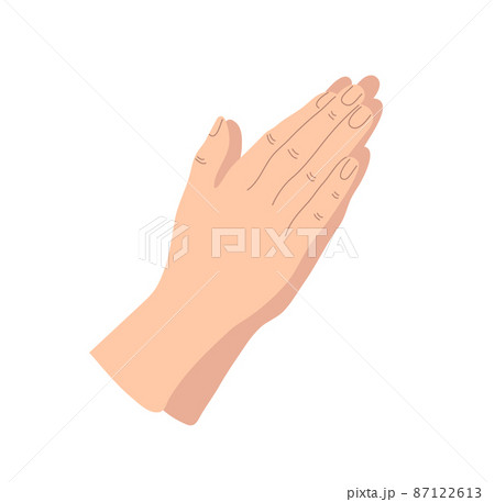 Praying hands drawn in simple line icon illustration with colored skin on flat style. The concept of prayer Praying hands drawn in simple line icon illustration with colored skin on flat style. The concept of prayer 87122613