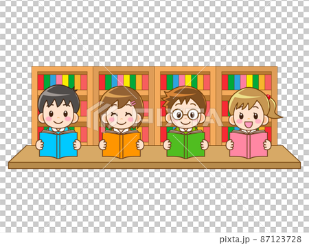 読書する子どものイラスト＿図書室5 87123728