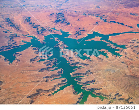 Aerial view of the landscape of Colorado river Aerial view of the landscape of Colorado river 87125051