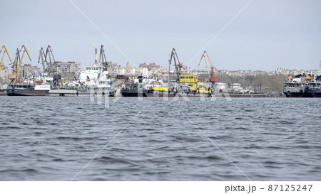 Cargo port for unloading ships, Russia Cherepovets. 87125247