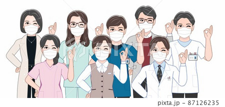 病院にいるマスクをした人々 病院にいるマスクをした人々 87126235