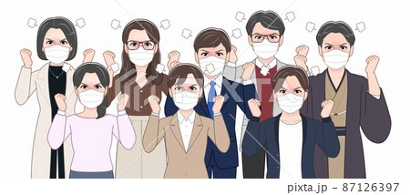 マスクをしている8人 87126397